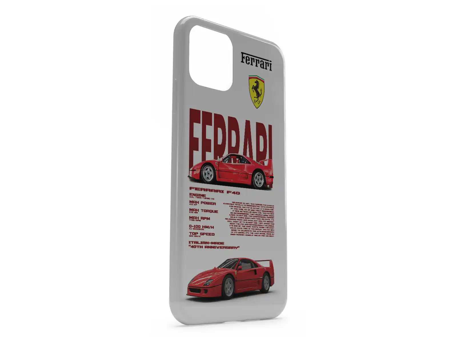 Funda de silicona para iPhone Ferrari F40 Estilo Tuning